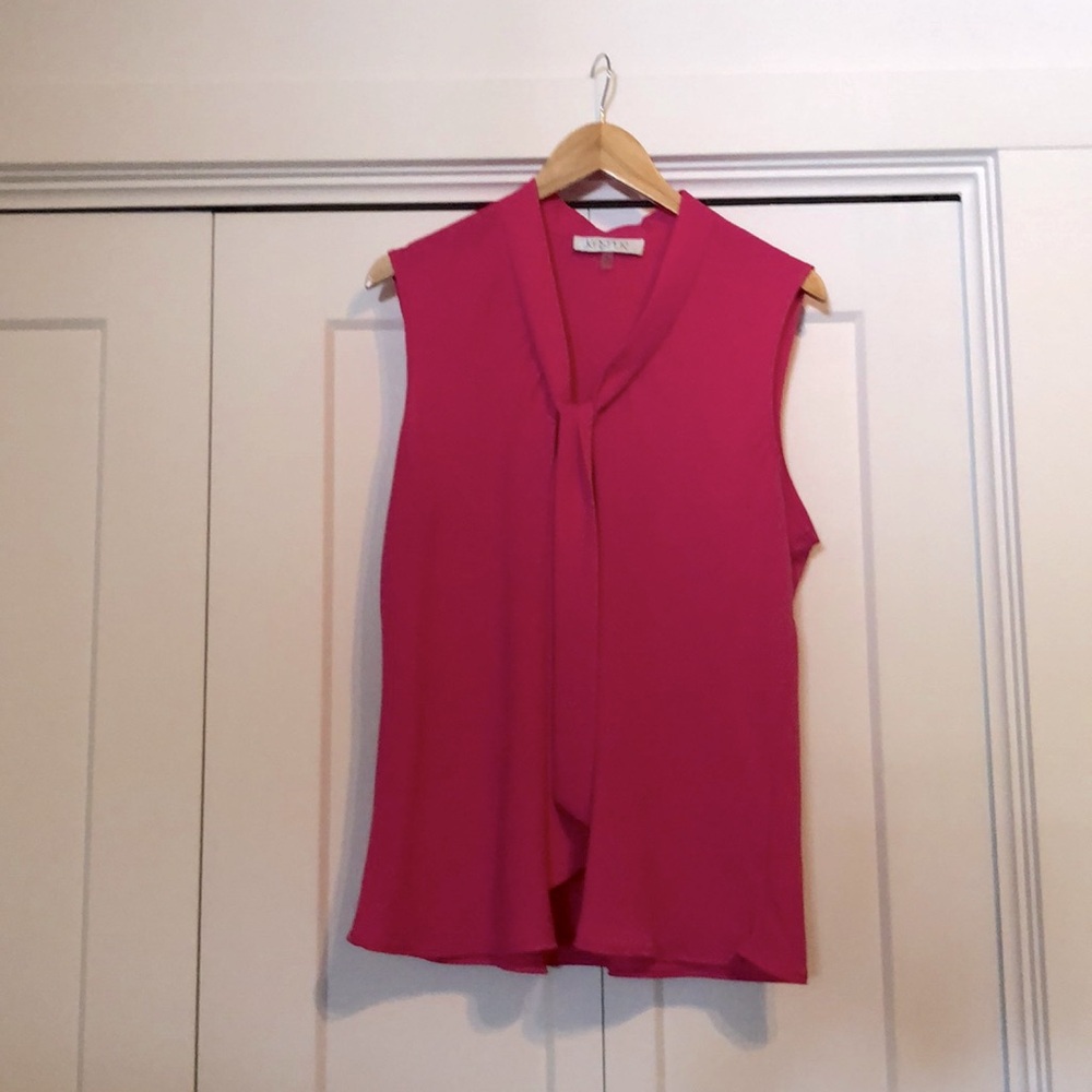 XL NWOT Hot Pink Sleeveless Blouse w/ Tie Front business casual, professional